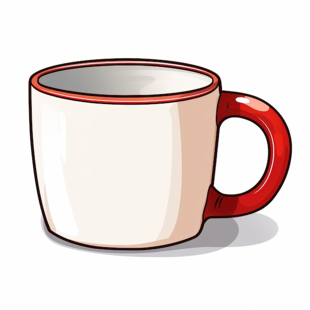 Ilustración de una taza de café roja y blanca sobre un fondo blanco