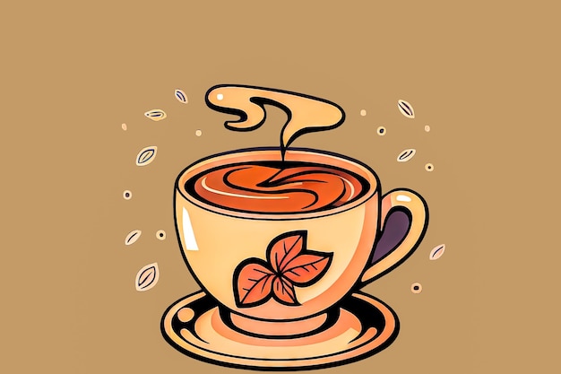 Foto ilustración de taza de café sobre fondo gris ia generativa