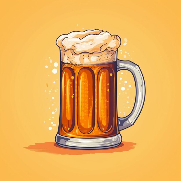 Ilustración de una taza de cerveza con espuma espumosa en la parte superior