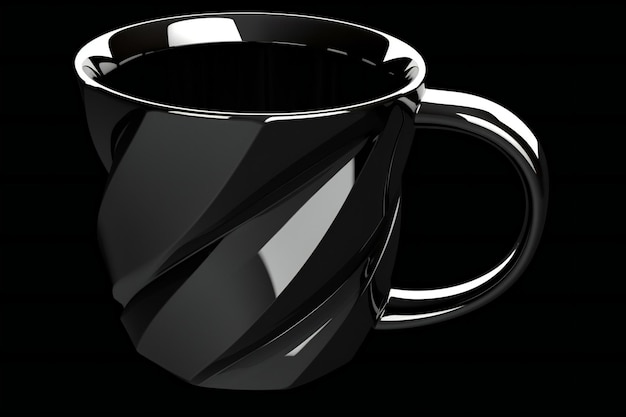 Ilustración de una taza negra sobre un fondo negro