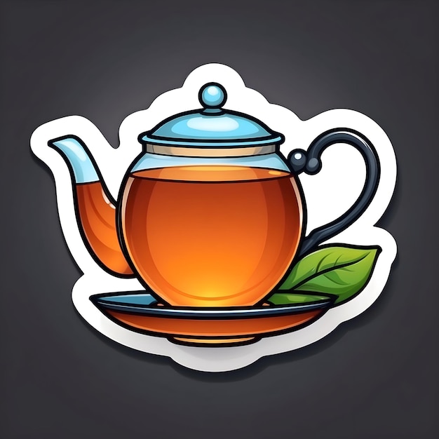 Foto ilustración de taza y platillo de té bebida gráfica de té caliente diseño tradicional de teteras de té de hojas sueltas