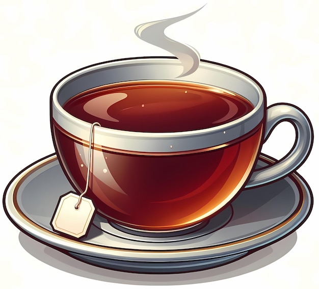 Ilustración de una taza de té negro sencillo y limpio