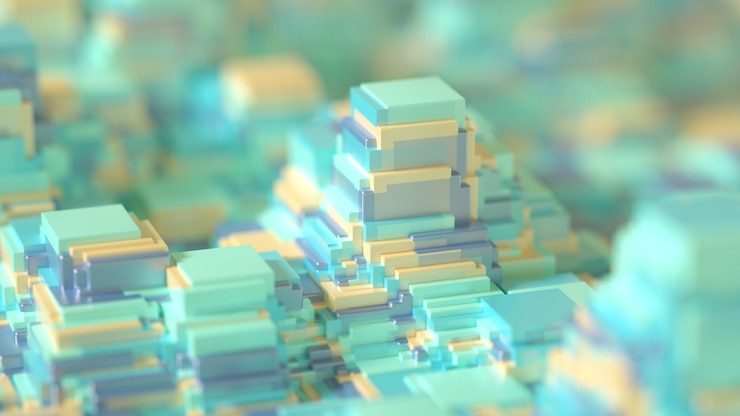 Foto ilustración de tecnología de alta tecnología, geometría, cubo, abstracción