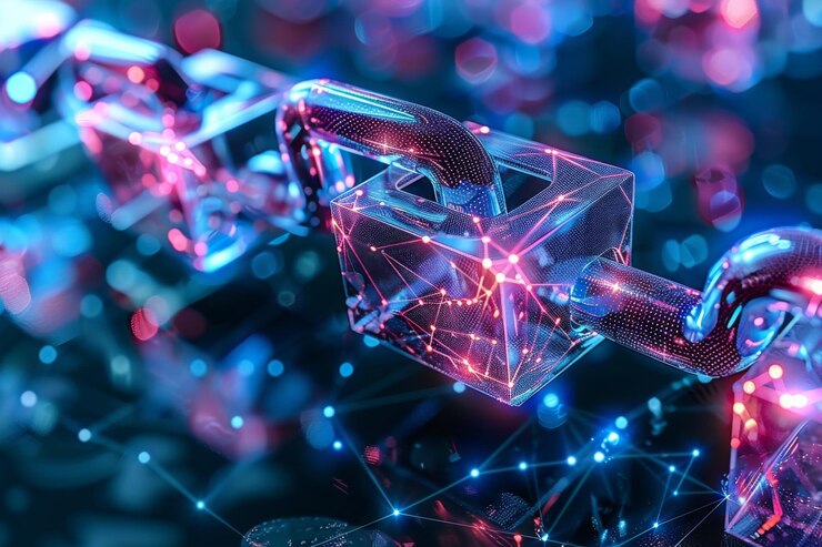 Foto ilustración de la tecnología blockchain creada con ia generativa