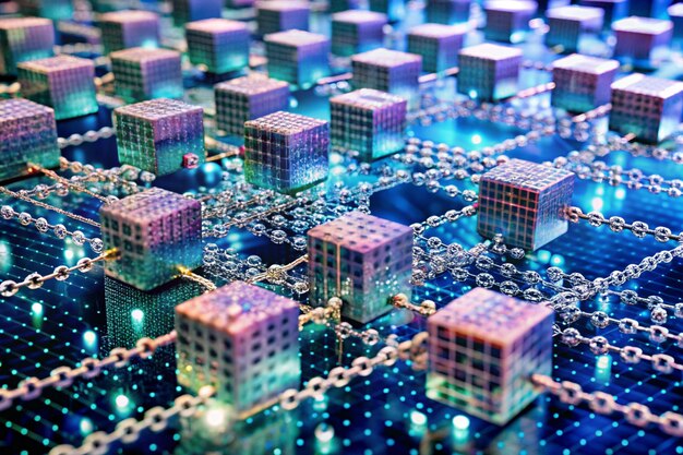Ilustración de la tecnología blockchain y las redes de criptomonedas