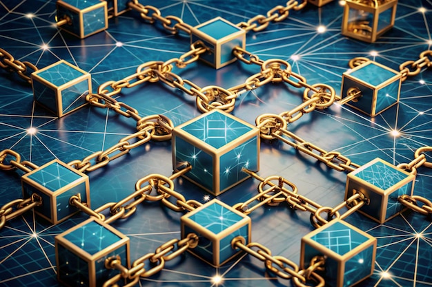 Ilustración de la tecnología blockchain y las redes de criptomonedas