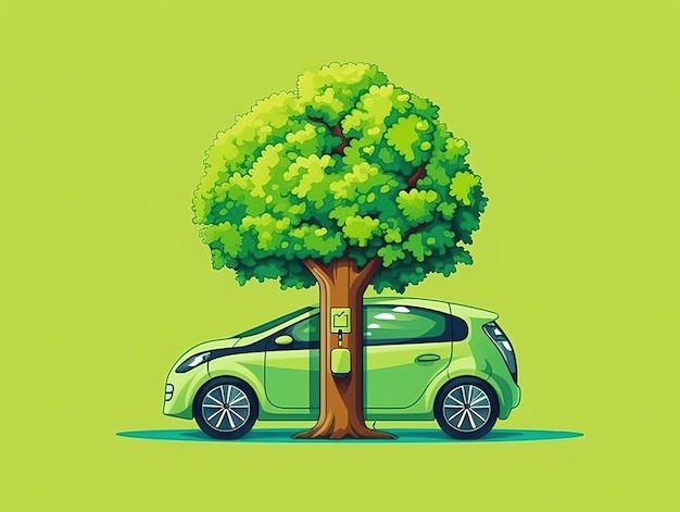 Ilustración de tecnología ecológica para el diseño de automóviles eléctricos