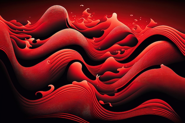 Ilustración de un telón de fondo rojo contemporáneo con ondas