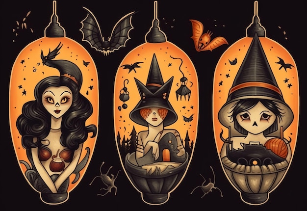 Ilustración del tema de Halloween