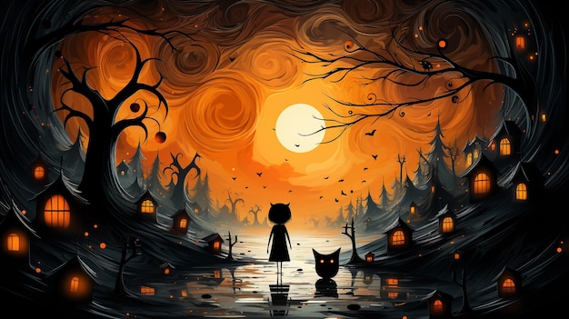 Ilustración temática de Halloween para el fondo