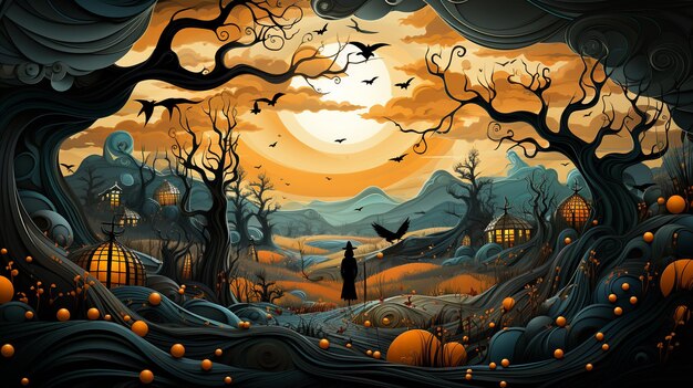 Ilustración temática de Halloween para el fondo