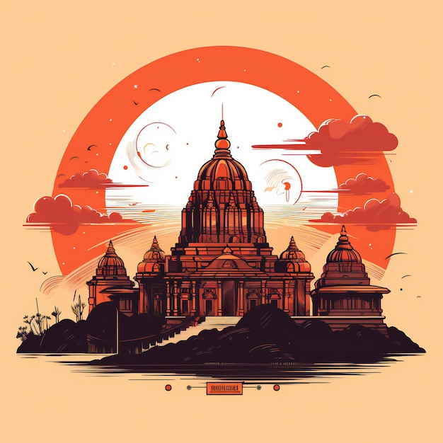 Ilustración del templo de Ayodhya