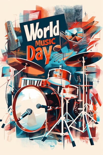 Ilustración con texto para conmemorar el Día Mundial de la Música