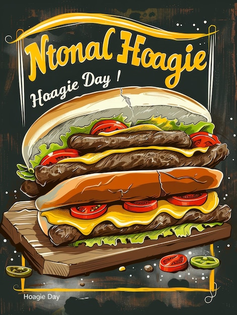 Ilustración con texto para conmemorar el Día Nacional del Hoagie