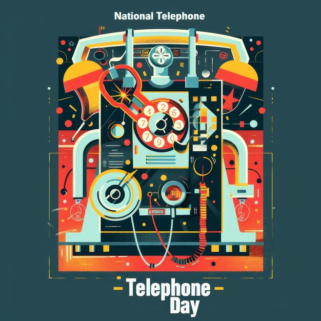 Ilustración con texto para conmemorar el Día Nacional del Teléfono