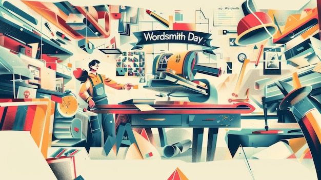 Foto ilustración con texto para conmemorar el día de wordsmith