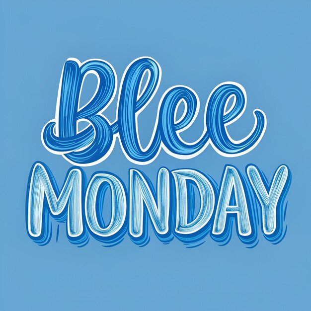 Ilustración de texto de lunes azul dibujada a mano por un vector libre