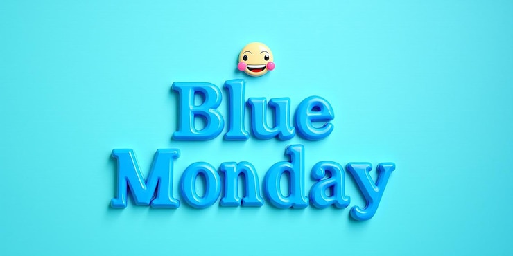 Foto ilustración de texto de lunes azul gradiente