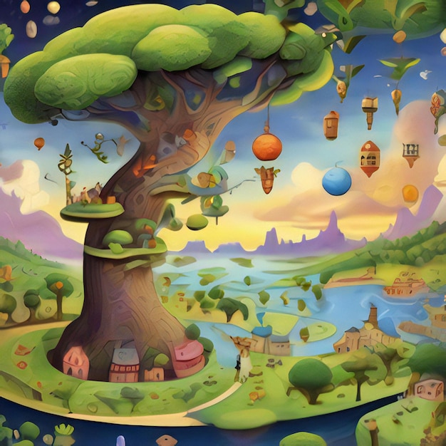 Foto ilustración de la tierra árbol del mundo