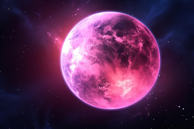 Foto ilustración de la tierra rosa con luz de fondo en el espacio exterior elemento del sistema solar
