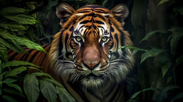 Ilustración de tigre colorido IA generativa