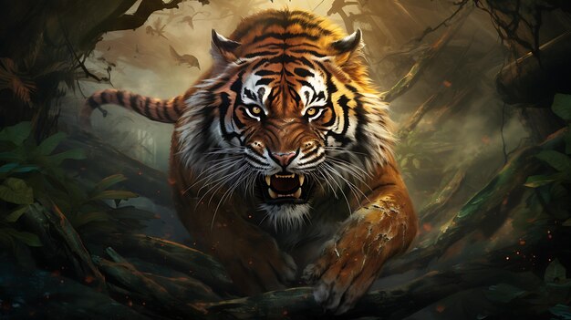 Ilustración del tigre salvaje