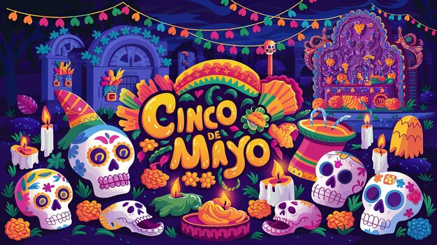 Ilustración de tipografía para el Festival del Cinco de Mayo