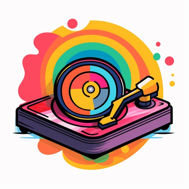 Foto ilustración de un tocadiscos con un reproductor de discos en él