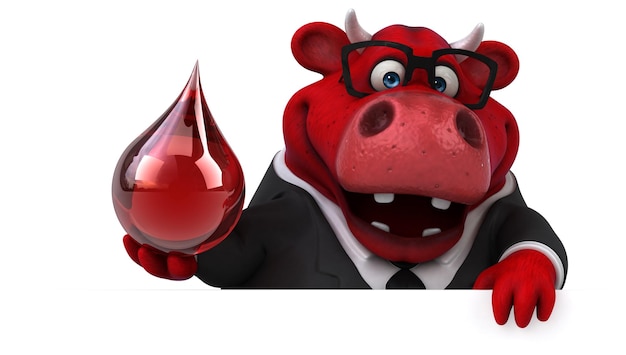 Ilustración del toro rojo 3D