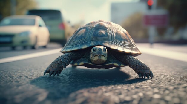 Ilustración de tortuga en 3D en el mar claro
