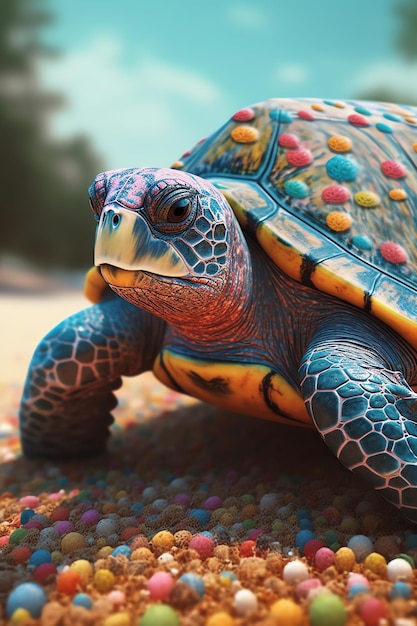 Ilustración de tortuga colorida ai generativo