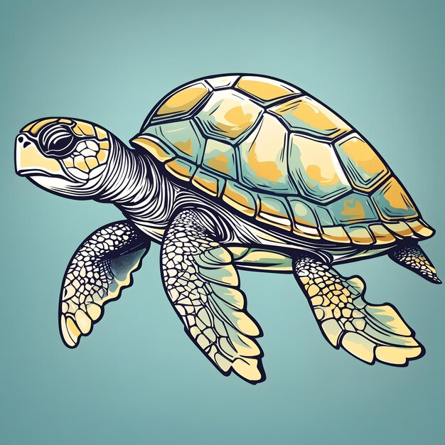 Foto ilustración de la tortuga marina ai generative