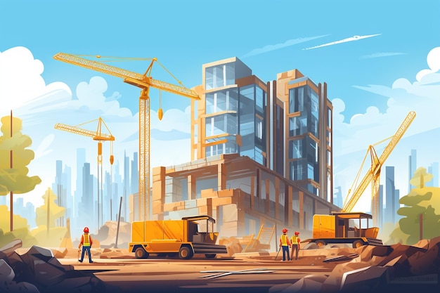 Ilustración del trabajo de construcción vectorial