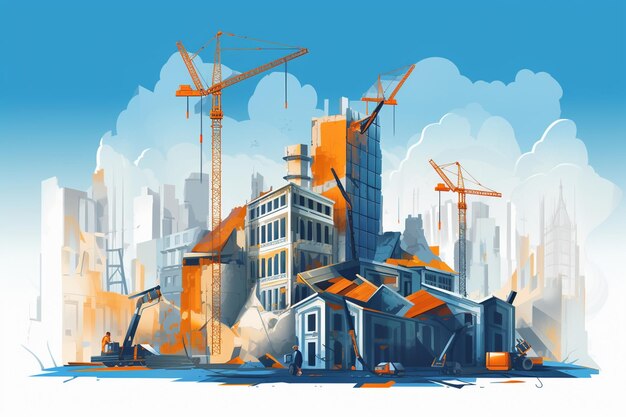 Ilustración del trabajo de construcción vectorial