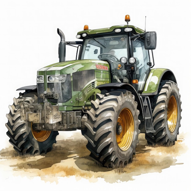 Foto ilustración de tractor agrícola acuarela ai generativa