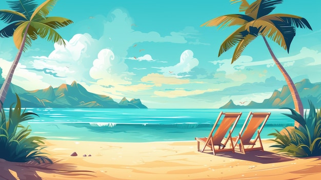 Ilustración tranquila del fondo de la playa de verano