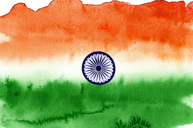 Ilustración de trazo de pincel Grunge acuarela Bandera para el 15 de agosto indio