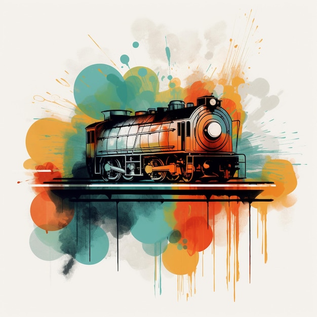 Ilustración de un tren de diferentes colores