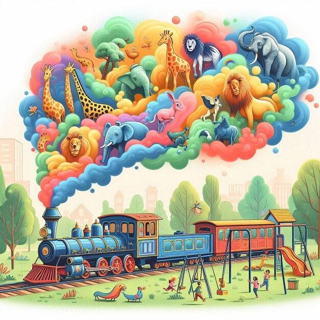 Foto ilustración de un tren en el parque