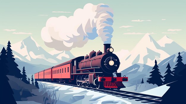 Foto una ilustración de un tren de vapor de época