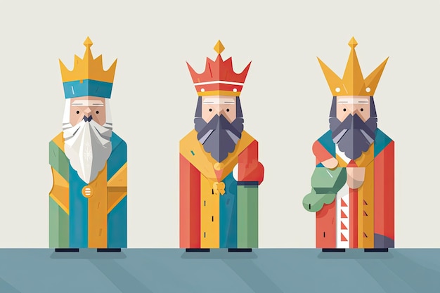 Ilustración de los tres hombres sabios Tradición cristiana en la Navidad Generativo Ai