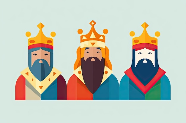 Ilustración de los tres hombres sabios Tradición cristiana en la Navidad Generativo Ai