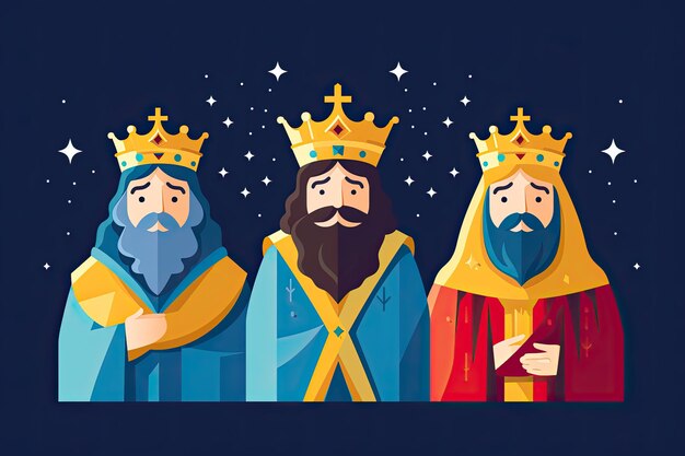 Foto ilustración de los tres hombres sabios tradición cristiana en la navidad generativo ai