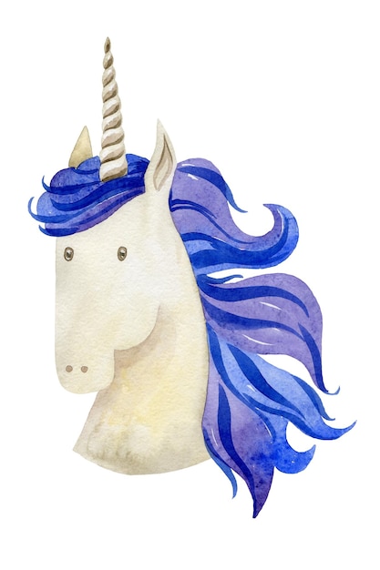 Ilustración de unicornio lindo acuarela Personaje de fantasía mágica