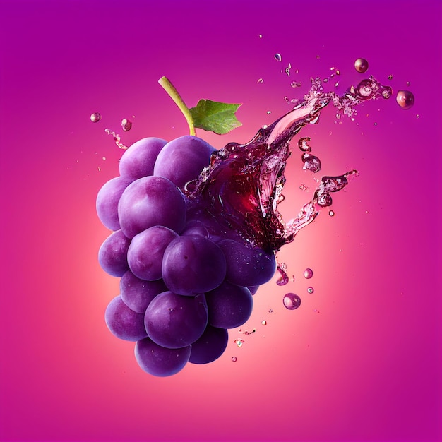 Ilustración de uva con un chapoteo de agua