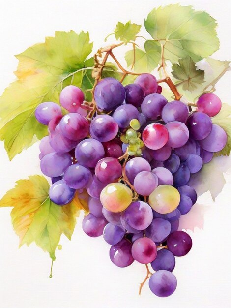 Ilustración de uvas en acuarela