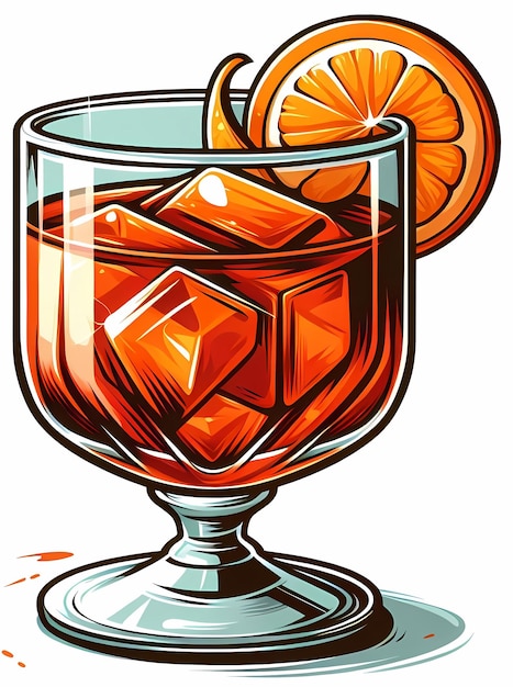 Foto ilustración de un vaso de negroni limpio y simple