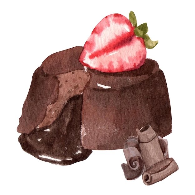 Ilustración de vector de acuarela de postre de chocolate