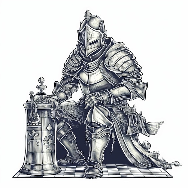 ilustración de vector de ajedrez de caballero para camiseta