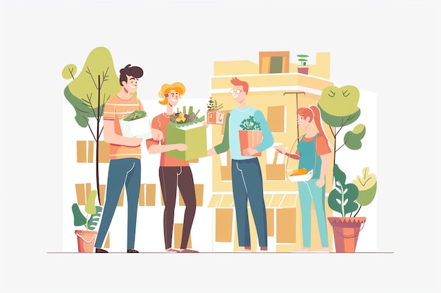 Ilustración de un vector de atención comunitaria
